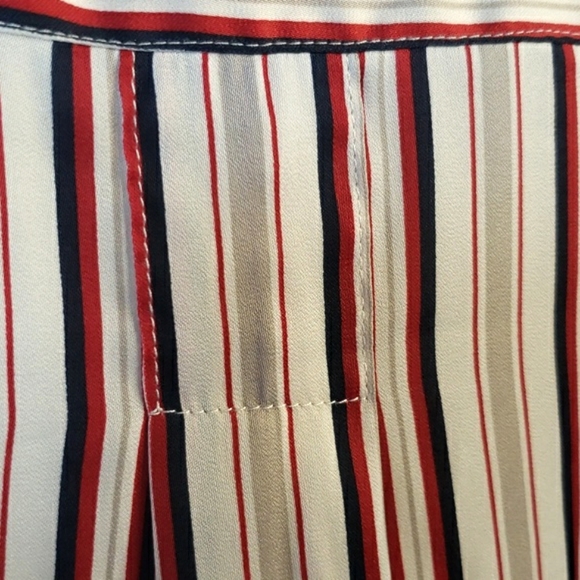Free People Striped Sheer Dress Blouse red navy blue & cream - Picture 10 of 13